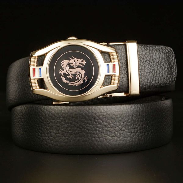 

a new type of men's waistband with head and lychee real leather belt, Black;brown