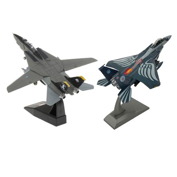 

1:100 f-15e strike eagle fighter + f-14 tomcat aircraft diecast model