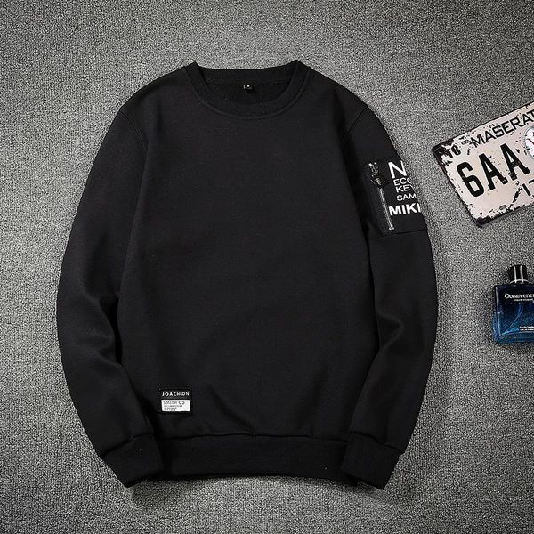 

hip hop sweatshirt man long sleeve mens no hood 2020new hoodies dress pullover sweatshirts zipper mens sweatshirt homme 4xl, Black