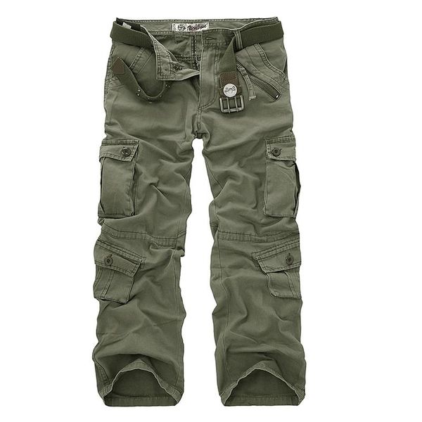 

pantalones cargo de algodn estilo militar para hombre, pantaln tctico de entrenamiento, recto, camuflaje, informal, envo directo, Black