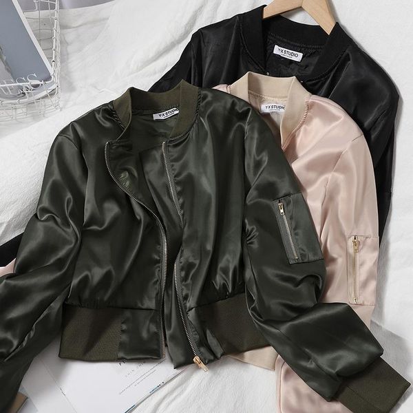 

2020 new korean version of pure color simple casual baseball uniform jacket women autumn and winter fashion all-match jacket1, Black;brown