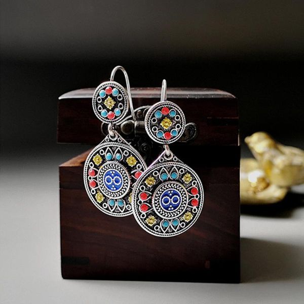 

dangle & chandelier retro kazakh silver gold plated color stone earrings east national style tribal fashion party jewelry