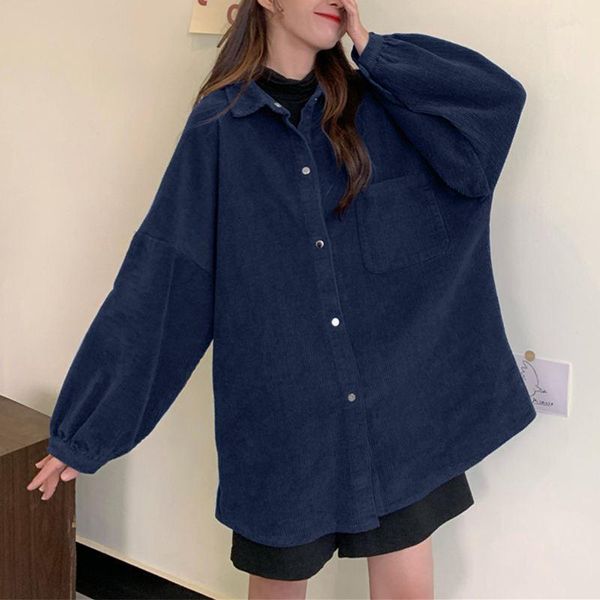 

plus size elegant corduroy shirts women's spring blouse zanzea 2021 casual lantern sleeve blusas female lapel button tunic1, White