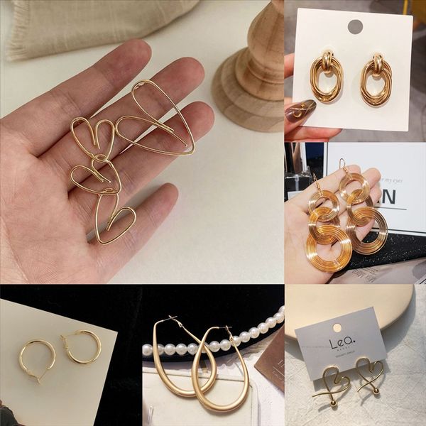 

nxtq dropshipping simple stud earrings women korean laramoi stainless steel famous earring earings fashion jewelrygeometric, Golden