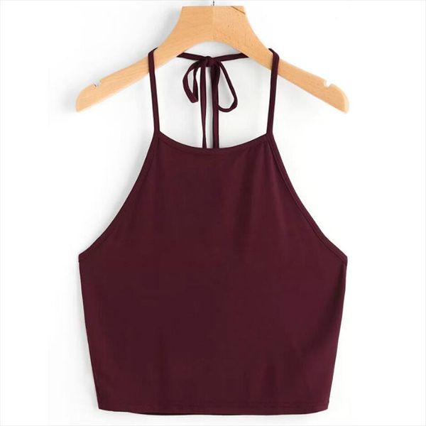 

summer halter vest tank women sleeveless backless sleeveless crop female shirt camis drop shipping, White