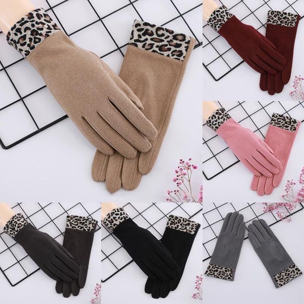 2020 New Winter Women Leopard Imprimir Luvas Quente Touch Screen Mittens Ao Ar Livre Lave Luvas Femininas Femme