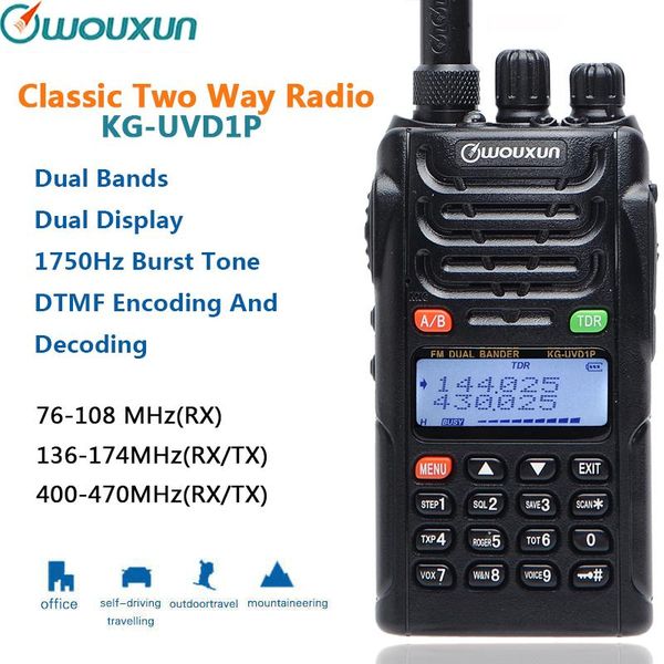 

wouxun kg-uvd1p dual band dtmf 1750hz ctcss/dcs vox sos ip55 waterproof walkie talkie 1700mah battery protable radio
