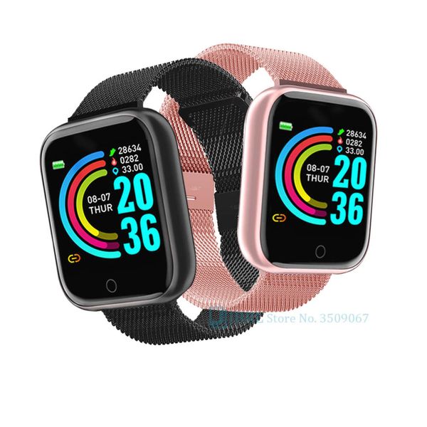 

pink smart watch for men and women, bracelet with bluetooth, android, human rource pedometer, fitns tracker