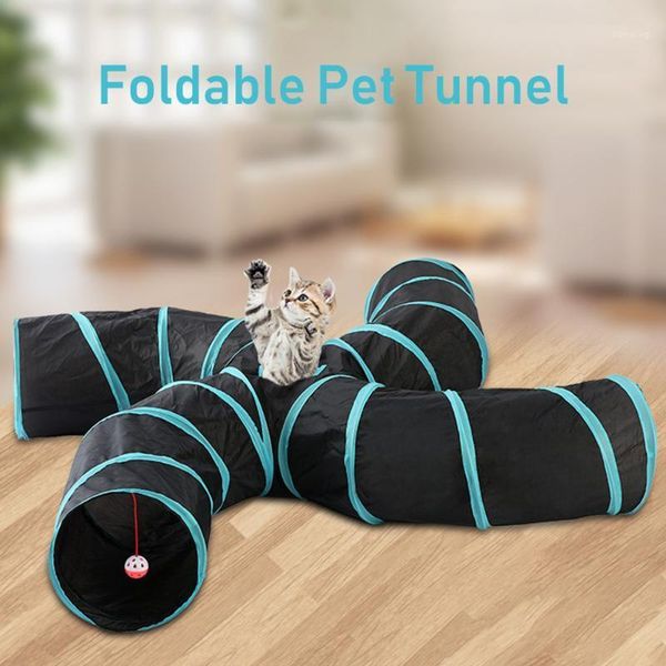 

folding cat tunnel 2/3/4/5 holes pet tube folding game toy s type indoor outdoor puppy kitten training toystube1