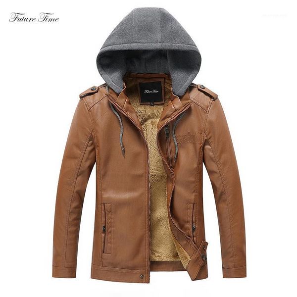

men jacket pu leather jackets and coats for winter 2018 new autumn thick warm jaqueta hooded slim business brand clothing c15931, Black;brown