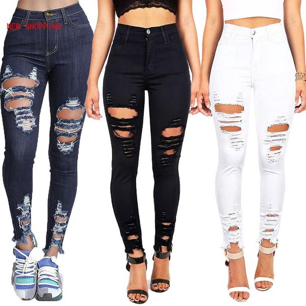 

hollow ripped mom jeans for women 2021 high waist straight hole jeans streetwear white black blue plus size denim pants grey