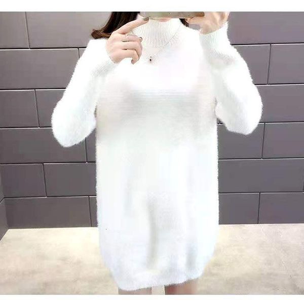 

2021 new autumn winter korean false vison female cashmere sleeve shirt long neck lady jumper sweater t0f1, White;black