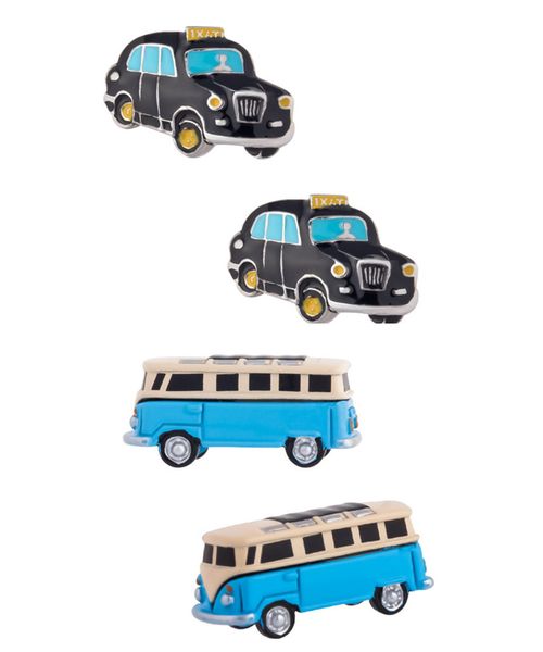 10 paia/lotto Cartoon smalto nero Taxi gemelli Vintage Big Blue London Bus collegamento di polsino accessorio dei gioielli da uomo all'ingrosso B1204