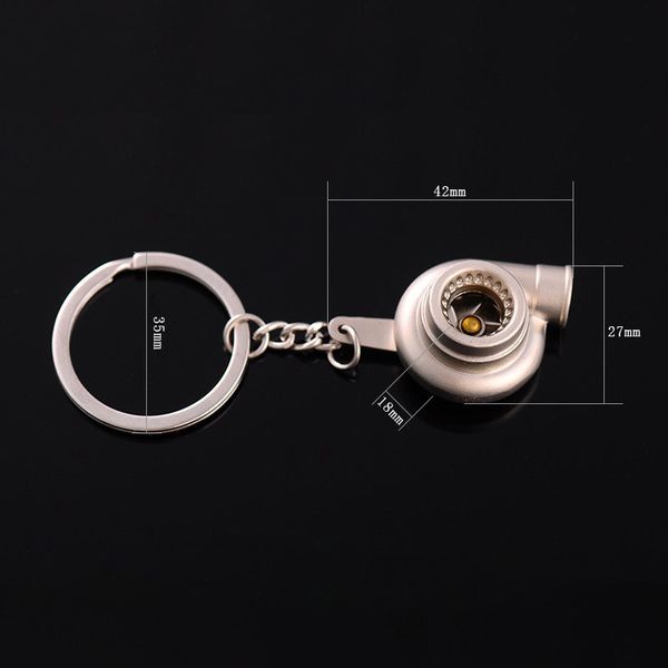 

turbine 7 car colors auto turbo metal charger blowing machine key rings keychain pendants fashion jewelry drop shipping, Silver