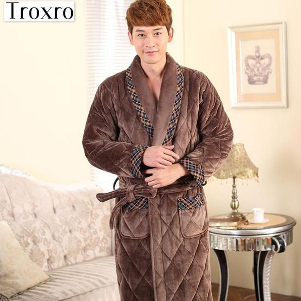 

bathrobe men long sleeves robe regular sleeve bathrobes man chinese luxury thick pajama mennightshirts sleep gown 21201, Black;brown
