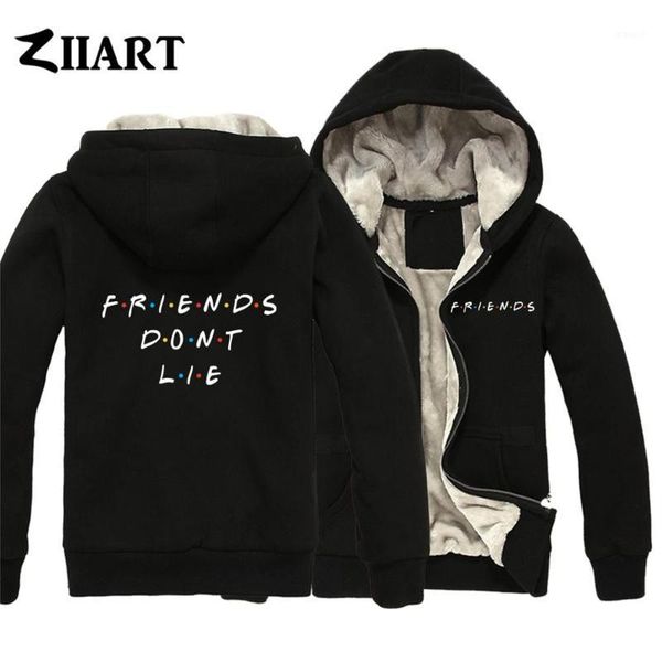 

friends don't lie friends couple clothes boys man male full zip autumn winter plus velvet parkas ziiart1, Black