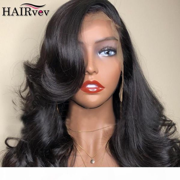 

28 30 32 34 inch hairvev remy peruvian body wave 13x4 lace front human hair wigs lace closure wig pre plucked for black women, Black;brown