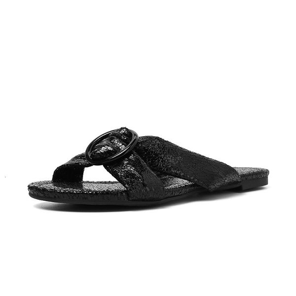 

new newer 2021 female simple slipper solid colors woman-size-43 shoes ljjy, Black