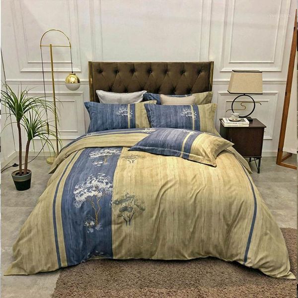 

svetanya yellow grey trees brushed sanding cotton bedding set printed thick linens fitted sheet pillowcase duvet cover1