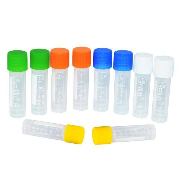 2020 100 PCS 1,8 ml Science Lab Micro Centrífuga tubos de amostra Os frascos Coleção tubos de plástico transparente Test Tubes