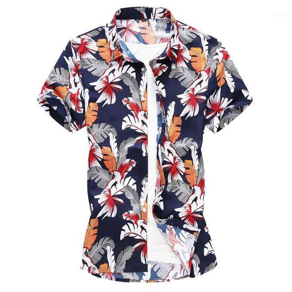 

calrtyasa 2019 new summer short sleeve shirts men large size - 7xl brand clothing hawaiian casual mens shirt camisa masculina11, White;black
