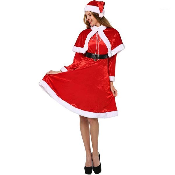 

plus size miss santa claus cosplay christmas costume for women christmas new year party fancy dress velvet cloak hat1, Silver