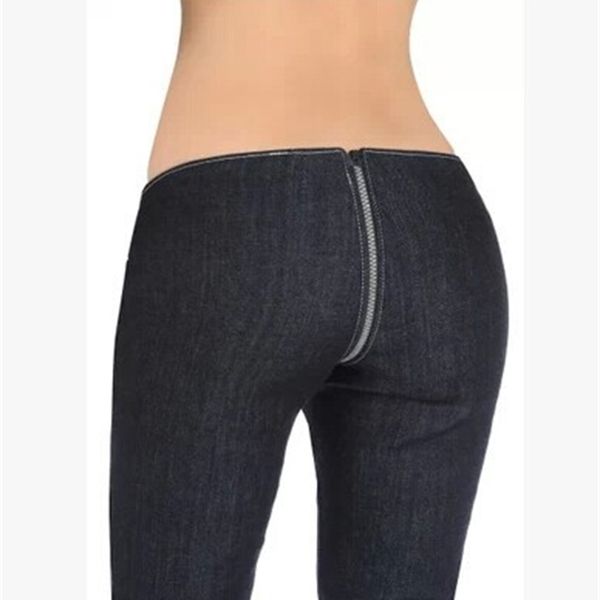 Hipster Sexy Crotch Zipper Calças Mulheres Designer Jeans Low Cintura Skinny Denim Pants Calças Quentes Calças Casuais Calças 201030