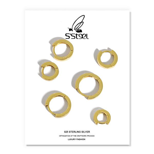 

hoop & huggie s'steel minimalist earrings 925 sterling silver earring for women korean geometric trendy earings ohrringe silber jewelry, Golden;silver