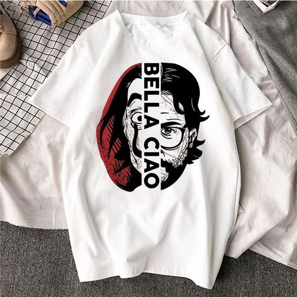 

fashion women graphic tshirt summer women casual t-shirt funny hipster short sleeves t-shirts new money heist tshirt, White