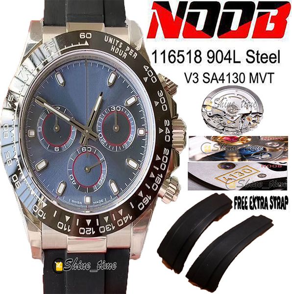 

2021 n sa4130 automatic chronograph 116518 mens watch 18k yg ceramic bezel blue dial edition 904l steel case rubber strap, Slivery;brown