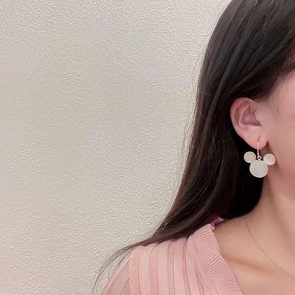 

women's earrings silver needle 925 opal circle long temperament earrings, Golden;silver