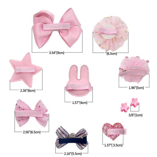 

9pcs cute baby girl pet bow clips princess crown heart rabbit star flower shape hair bows accessories dog cat headwear y sqctsv