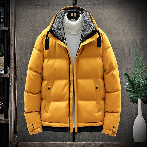 

m-4xl) men autumn winter new down cotton padded coat male hooded korean style edition trend thickening cold proof male clothes, Black