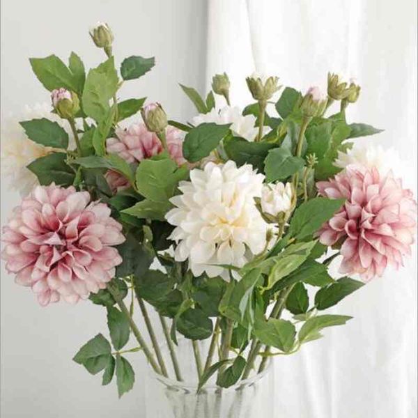 

2heads/piece wedding party valentine's day present gift home decor decration artificial dahlia flower plants fake silk flowers