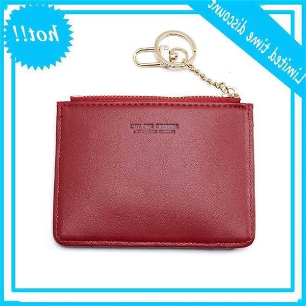 

mini womens pu leather wallet minimalist slim card holder short coin pocket with key ring purse 2020 new fashion clutch bag1