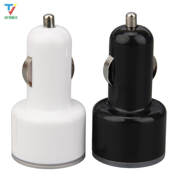 

50pcs/lot fast 2.1a nipple style 2 dual usb car charger adapter led light 2usb black white fast charging for iphone samsung