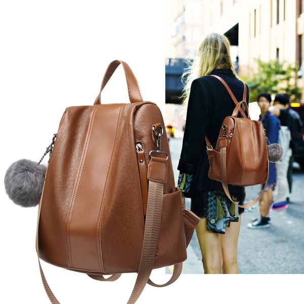 

new genuine leather backpack feminine school luxury bag youth shoulder c398