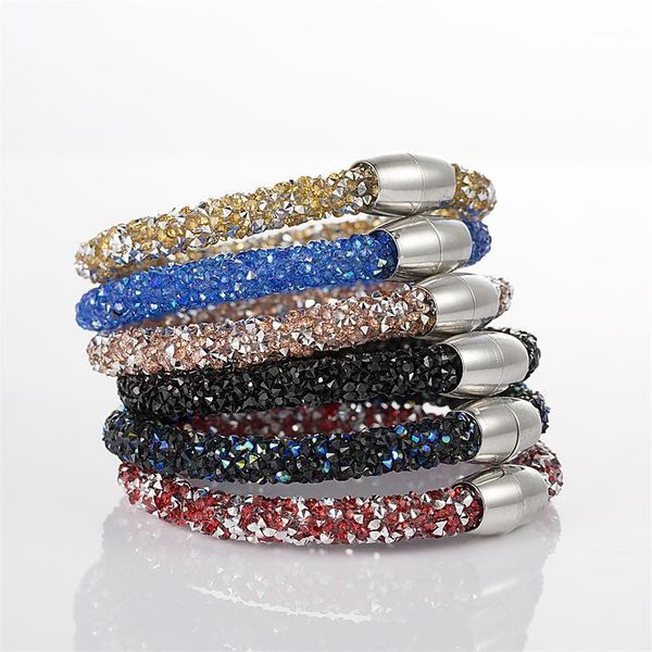 

2017 mesh crystal cuff star bracelet for women with crystal stones filled magnetic clasp charm bracelets bangles, Golden;silver