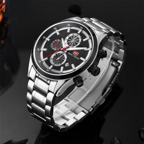 

2020 New Mens Watches Top Luxury Brand Sport Waterproof Chronograph Stainless Steel Quartz Watch Men Relogio Masculino, Silver