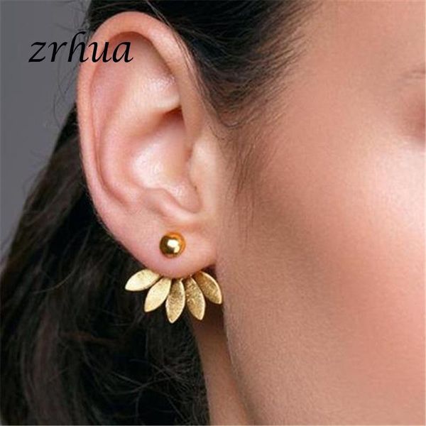 

new fashion flower geometry stud earrings for women statement ear jewelry wholesale gold silver color simple earrings for women, Golden;silver