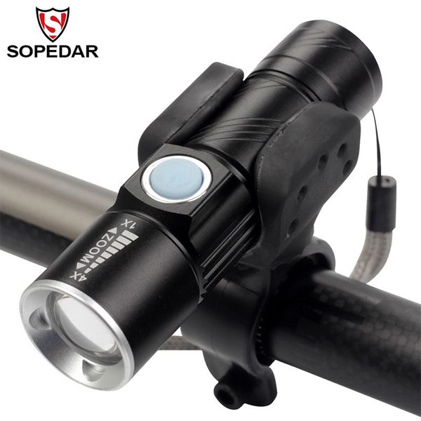 

sopedar 1000 lumen bike usb rechargeable mtb bike front light led zoom headlight built-in battery bicycle accessories