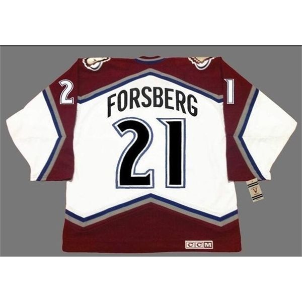 

real 121 real full embroidery #21 peter forsberg 1996 .2001 hockey jersey or custom any name or number jersey, Black