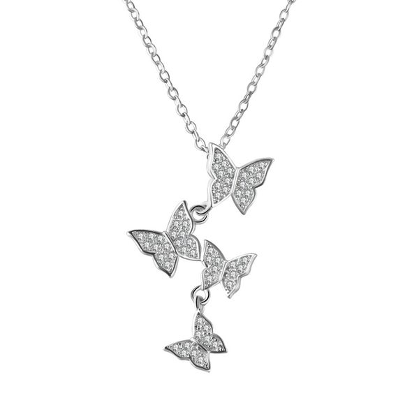 

925 sterling silver beautiful butterfly pendant necklace with dazzling micro zircon charm wedding jewelry gifts s-n360