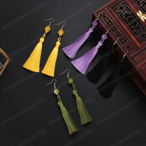 

bohemian ethnic style tassel earrings long multicolor tassel earrings women, Silver
