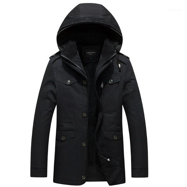 

winter coat men parka autumn and winter cotton washing cashmere thickening men's medium length coat manteau homme hiver y301, Black