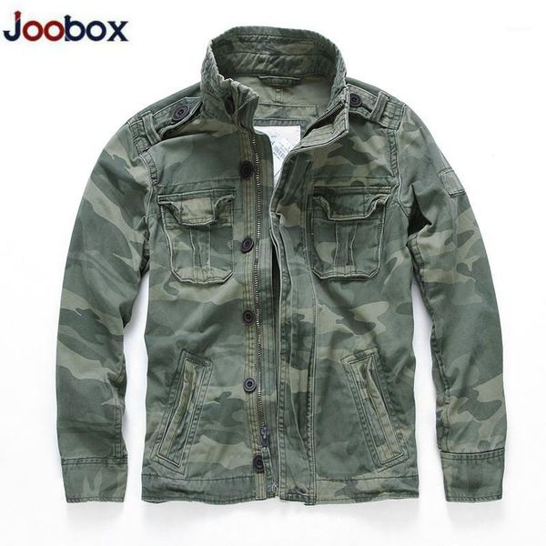 

men camouflage combat jackets retro pocket men's denim macket outwear army coats casual male cotton size s-2xl 2020 new1, Black;brown