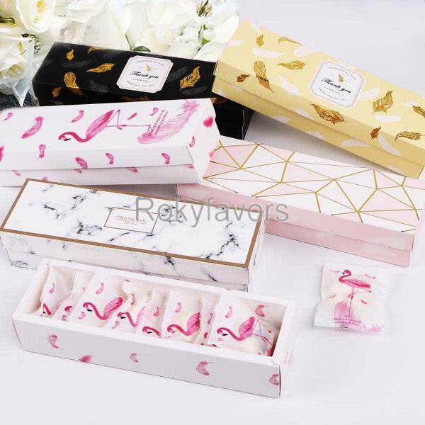 

gift wrap 50pcs flamingo/marble/feather/leaf 2pc rectangle boxes favors nougat bag cookies box chocolate bread paper package ideas
