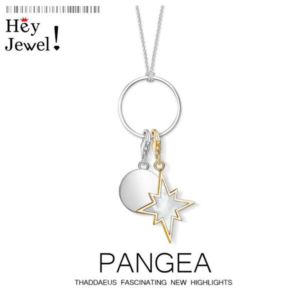 

charm necklace star & round disc,2020 spring fashion trendy jewelry europe 925 sterling silver bijoux gift for women girls