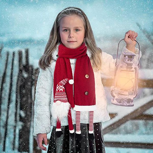 

3d christmas kids scarves santa claus snowmen doll soft wrap scarves winter warm scarfs christmas supplies gift for friends 2021, Blue;gray