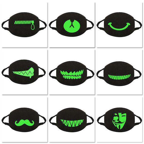 

dhl 3d printing cartoon luminous mask cotton masks fashion designer anti-dust cloth mask for adults